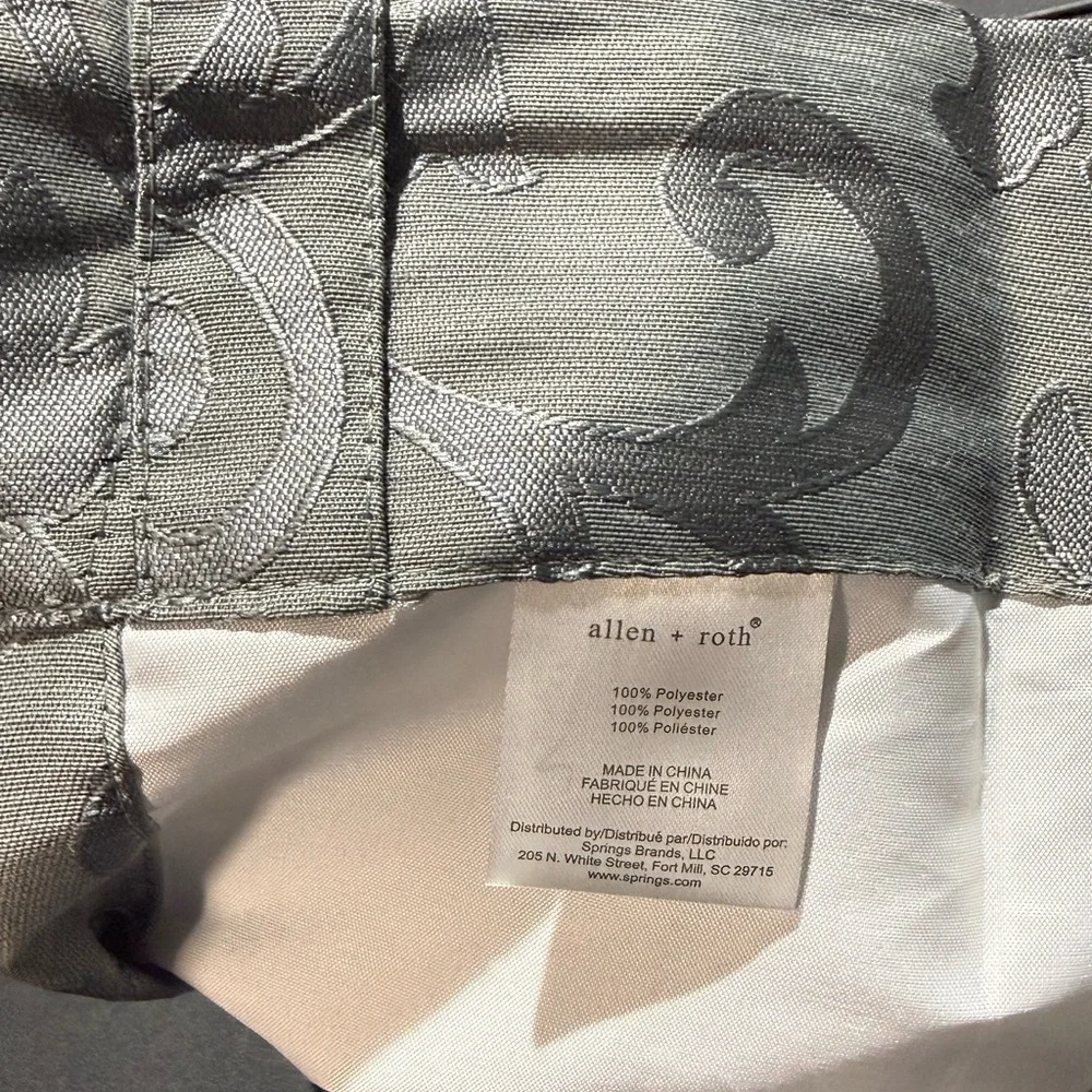 Allen+Roth Grey and Silver Floral Curtain Panel